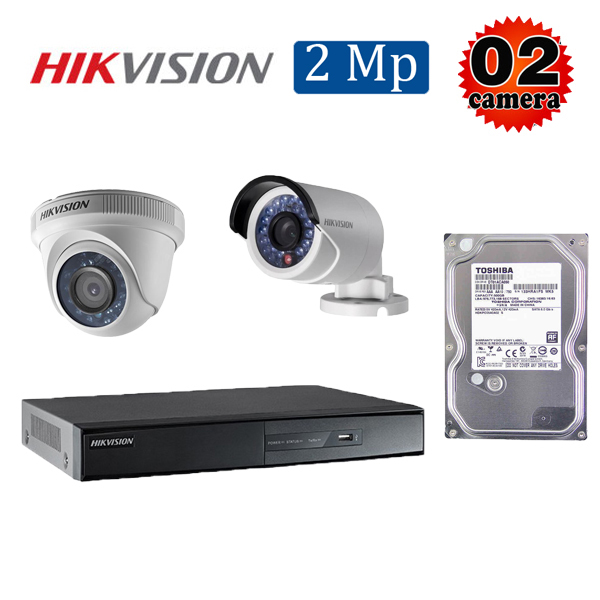 Trọn bộ 2 camera giám sát 2M Hikvision