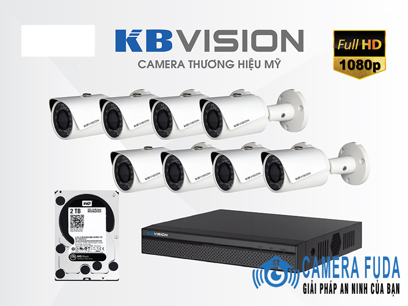 Trọn bộ 8 camera giám sát 1.0MP KBvision - USA