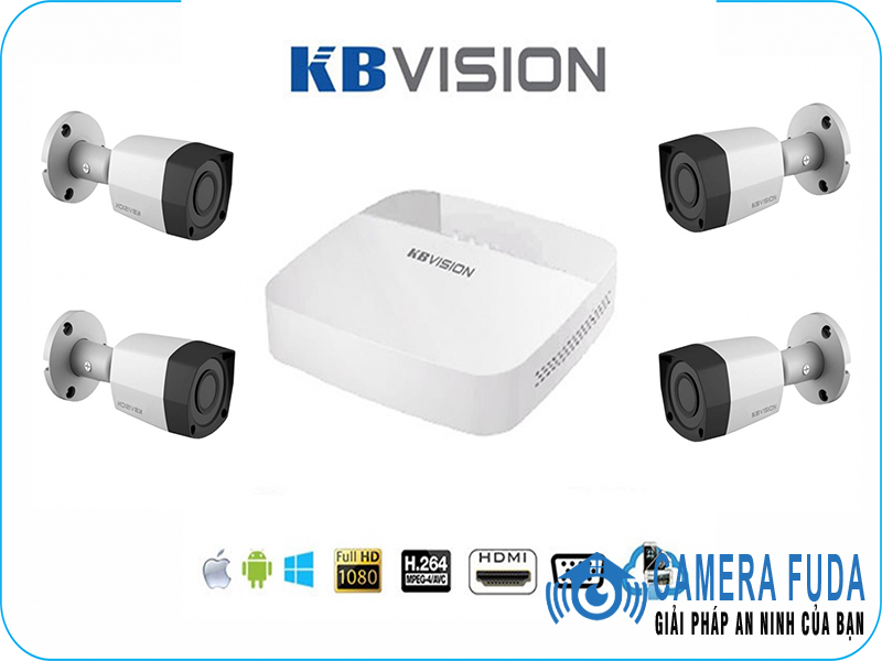 Trọn bộ 4 camera giám sát 1.0MP KBvision - USA