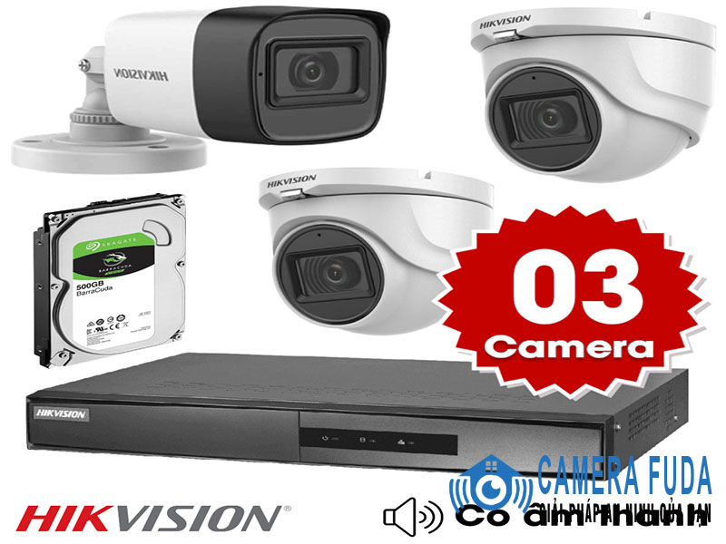 Trọn bộ 3 camera giám sát 1M Hikvision