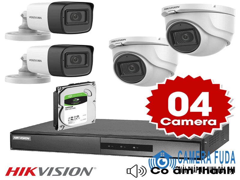 Lắp đặt trọn bộ 4 camera giám sát 5.0M siêu nét Hikvision