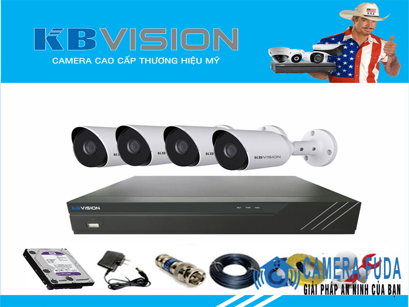 Khuyến mãi lắp trọn bộ 8 camera giám sát 1.0MP KBvision - USA