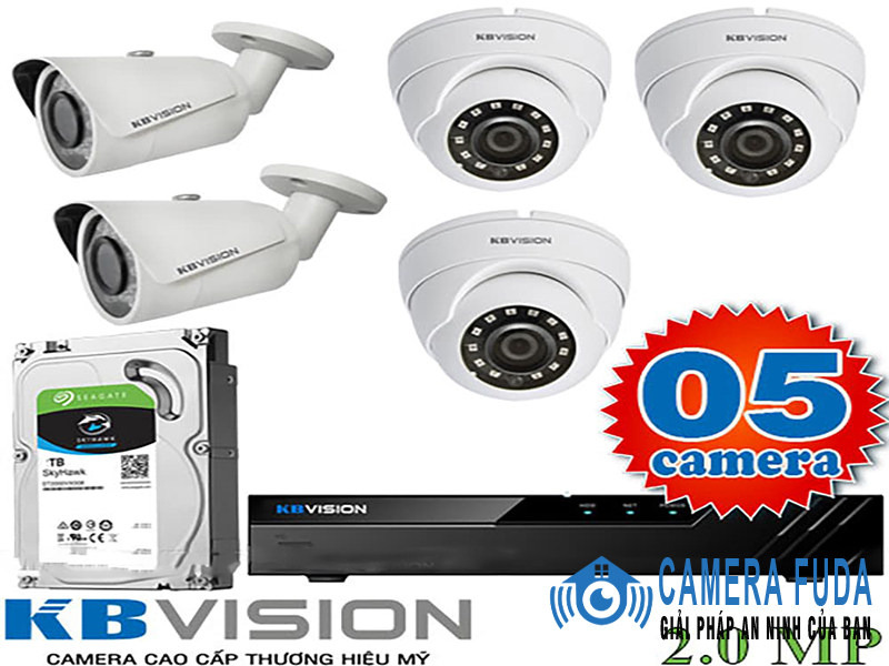 Lắp đặt trọn bộ 5 camera giám sát 1.0MP KBvision