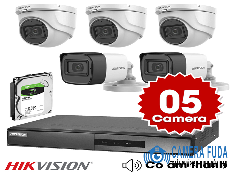 Lắp đặt trọn bộ 5 camera giám sát 1.0MP Hikvision