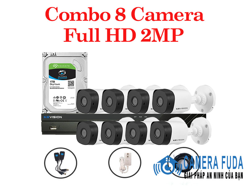 Lắp đặt trọn bộ 8 camera giám sát 2.0MP KBvision