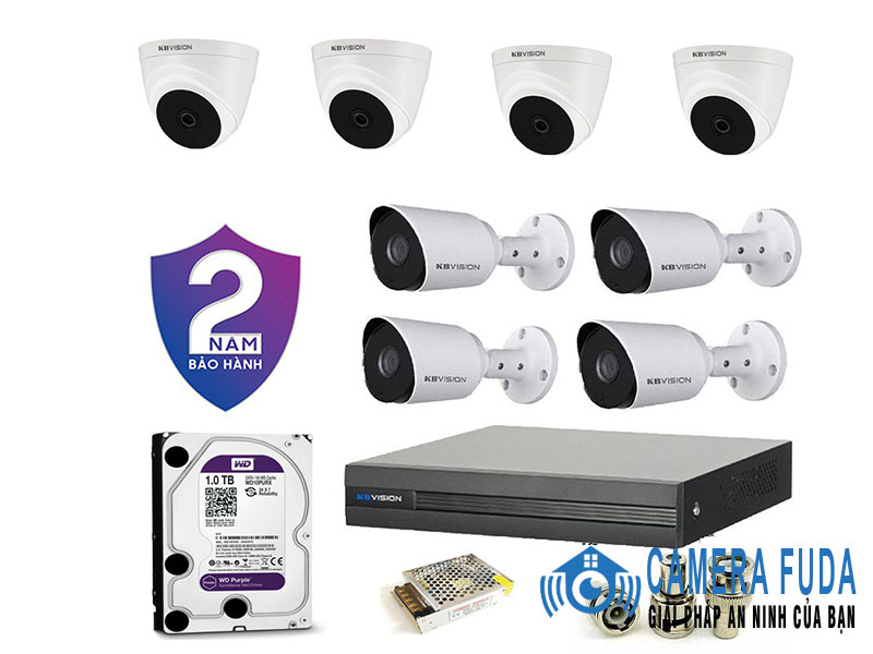 Khuyến mãi lắp trọn bộ 8 camera giám sát 2.0MP KBvision - USA