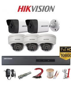 trọn bộ 5 camera giám sát 1.0MP Hikvision