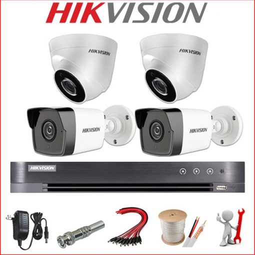 Lắp đặt trọn bộ 4 camera giám sát 1.0MP Hikvision