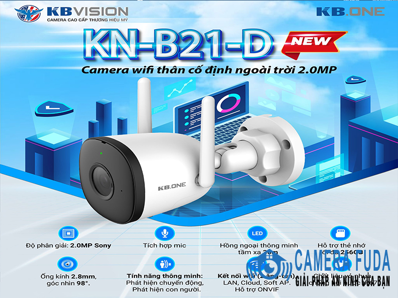 Thông số kỹ thuật camera IP wifi thân cố định ngoài trời 2MP KBONE KN-B21